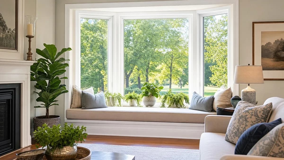 A Ballwin living room with a new bay window